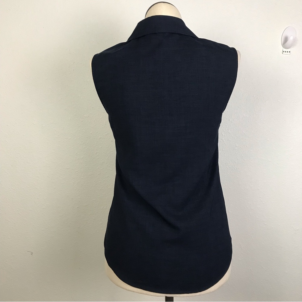 Christopher & Banks women’s blouse sleeveless button down Sz S color blue V-Neck - Picture 3 of 12